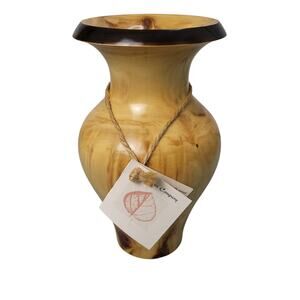 Vintage Original Aspen Wood Vase Art 9.5" Signed & Dated Colorado Springs NWT